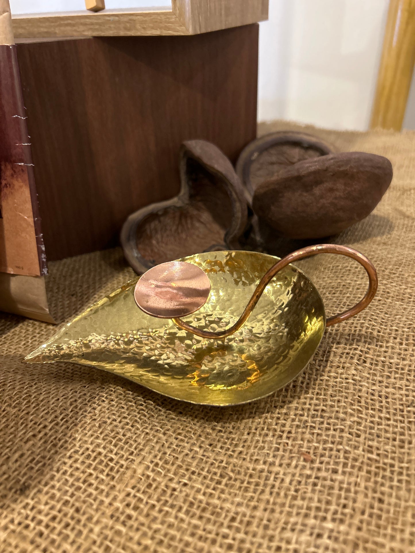 Brass Mango Leaf Candle Stand