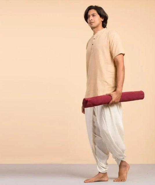 Cotton Yoga Mat Rubber Coated (Red)