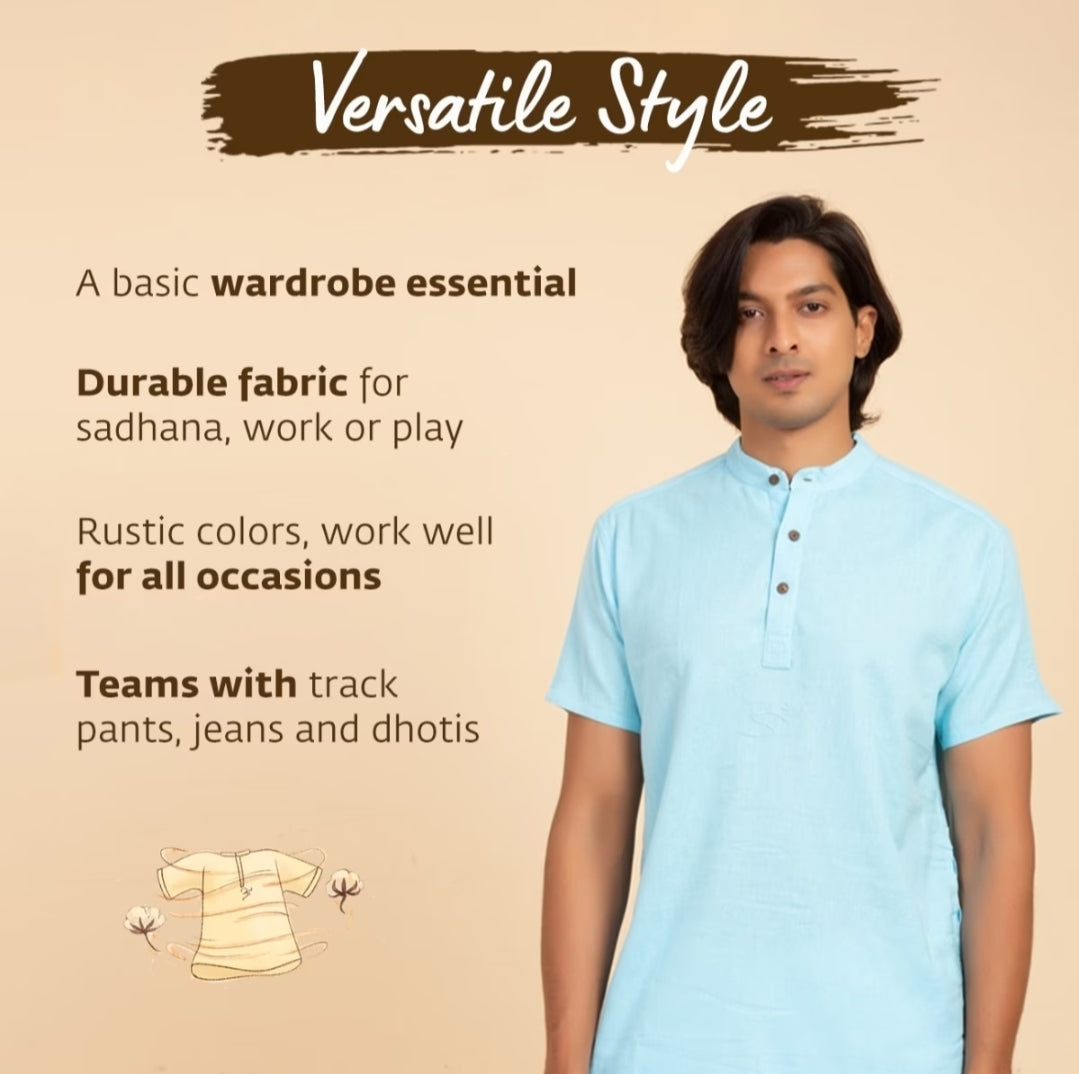 Men Organic Aum Kurta Long Sleeve - Navy