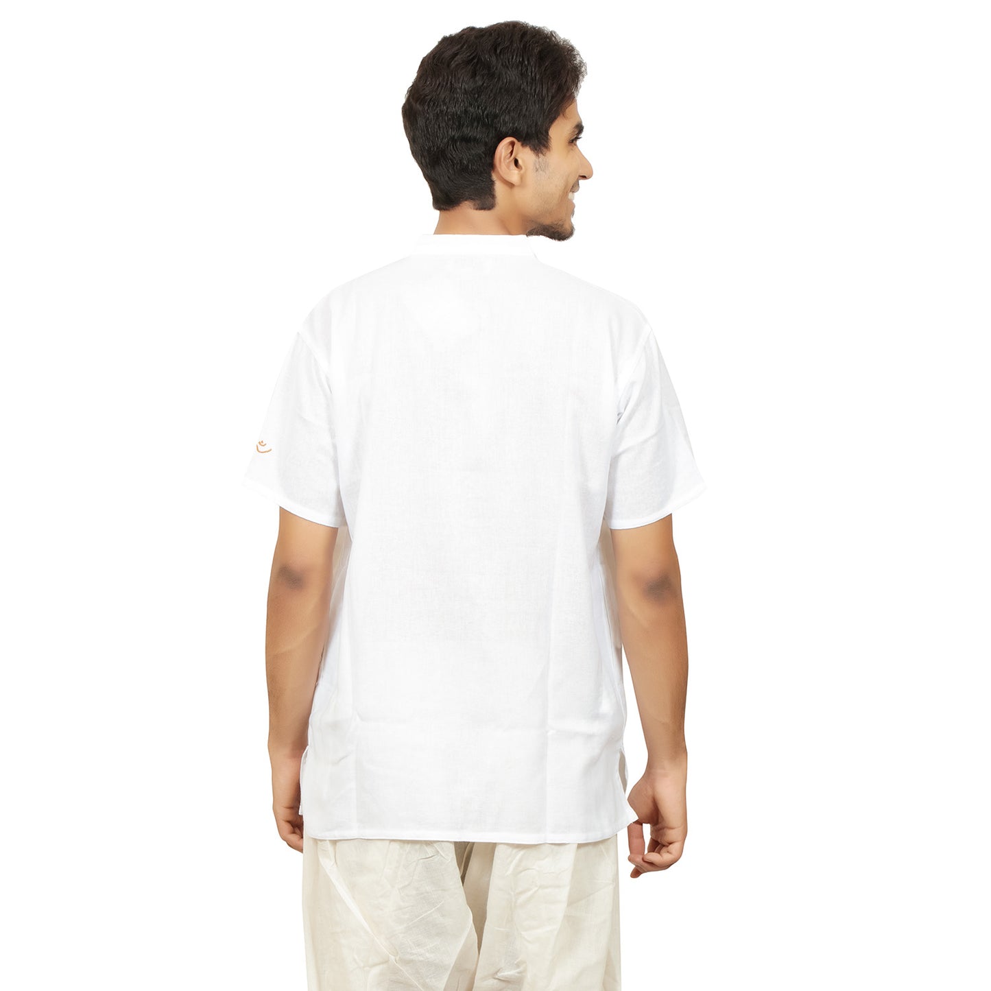 Organic Cotton AUM Embroidered Kurta - White (Men)