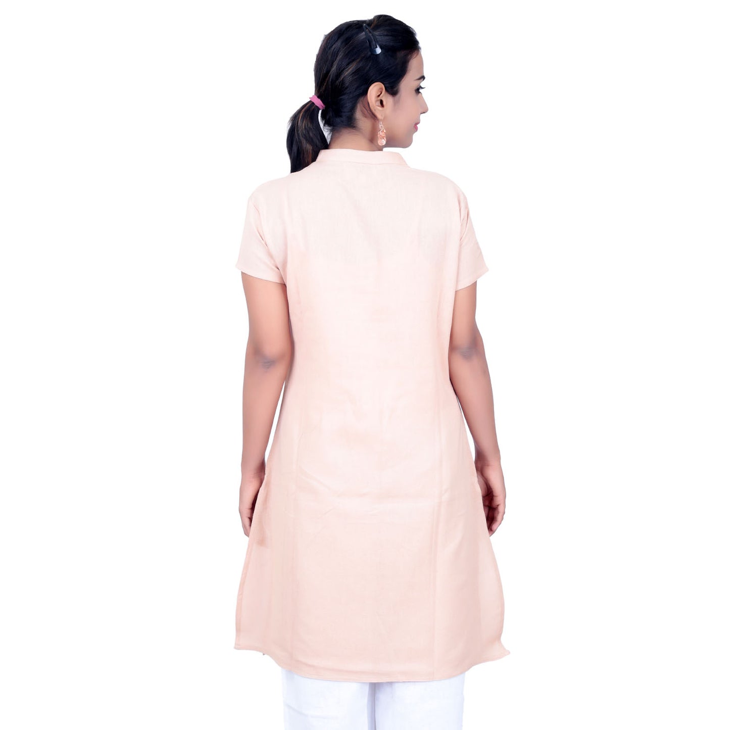 Ladies Embroidered Aum Kurta - Beige