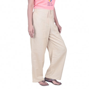 Organic Ladies Drawstring Pants - Beige