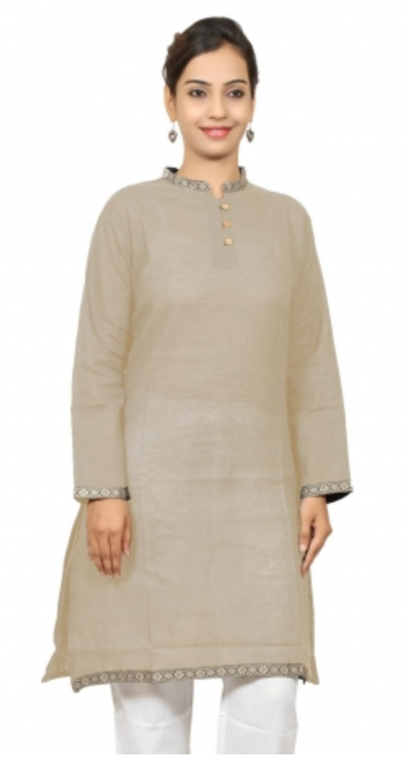 Ladies Hemp Kurta - Beige