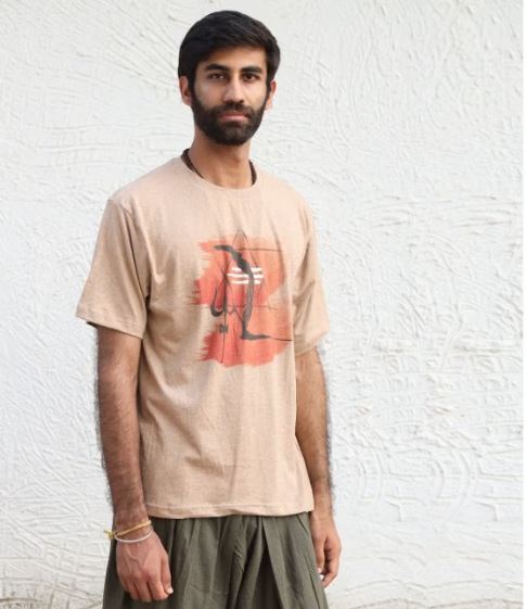 Unisex Shivanga Melange Cotton T Shirt Khaki