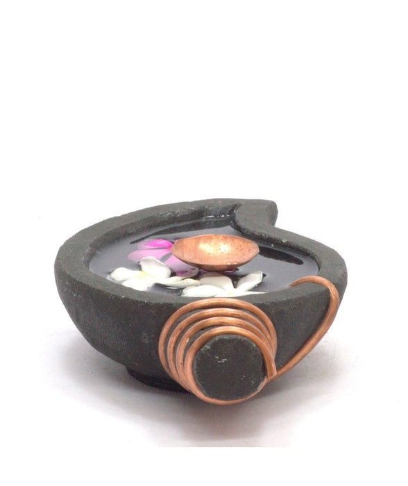 Handcrafted Stone Uruli - Shell with Copper Lamp Rating: 100%