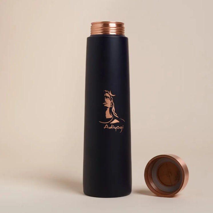 Copper Water Bottle With Adiyogi Imprint - 900 ml