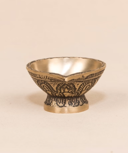 Handcrafted Antique Brass Diya with Base