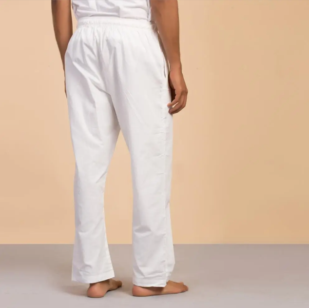 Mens Cotton Draw String Pant - White