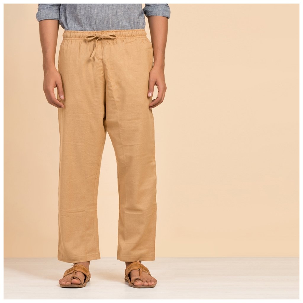 Men's Organic Cotton Drawstring Pants - Khaki