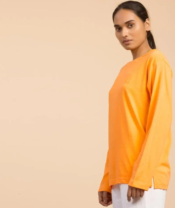 Unisex Organic Cotton Sadhana Full-Sleeve T-Shirt - Orange