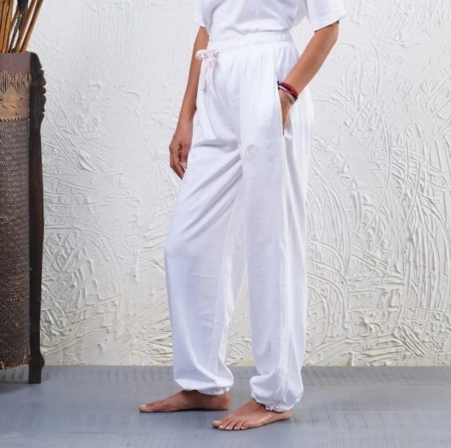 Unisex Organic Cotton Sadhana Track Pant - White