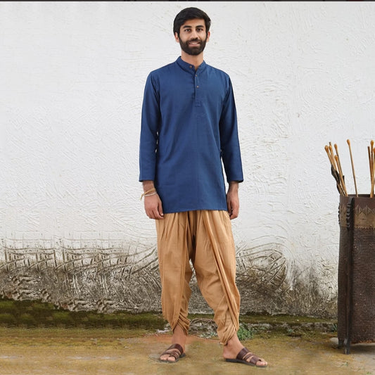 Men Organic Aum Kurta Long Sleeve - Navy