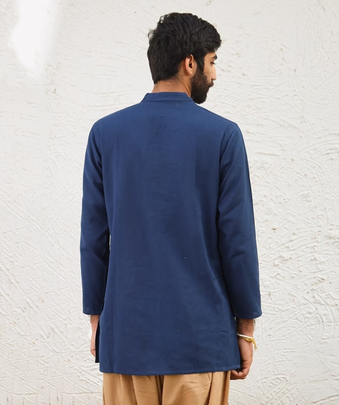 Men Organic Aum Kurta Long Sleeve - Navy