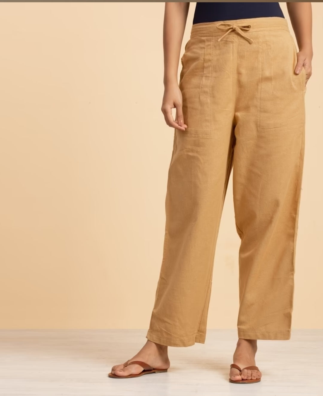 Organic Ladies Draw String Pant - Khaki