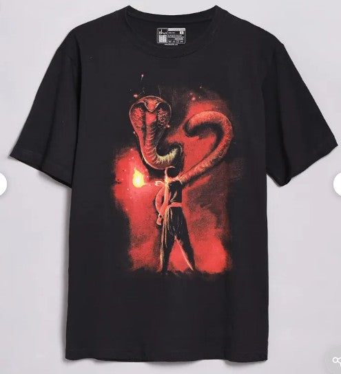 The Sacred Serpent (Naga) - Washed Cotton T Shirt - Black