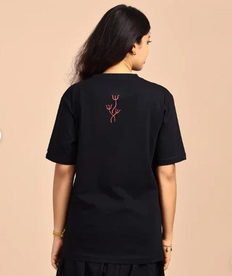 The Sacred Serpent (Naga) - Washed Cotton T Shirt - Black