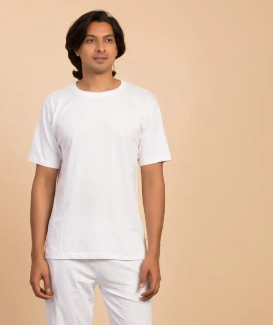 Unisex Organic Cotton Half-sleeve Sadhana T-Shirt - White