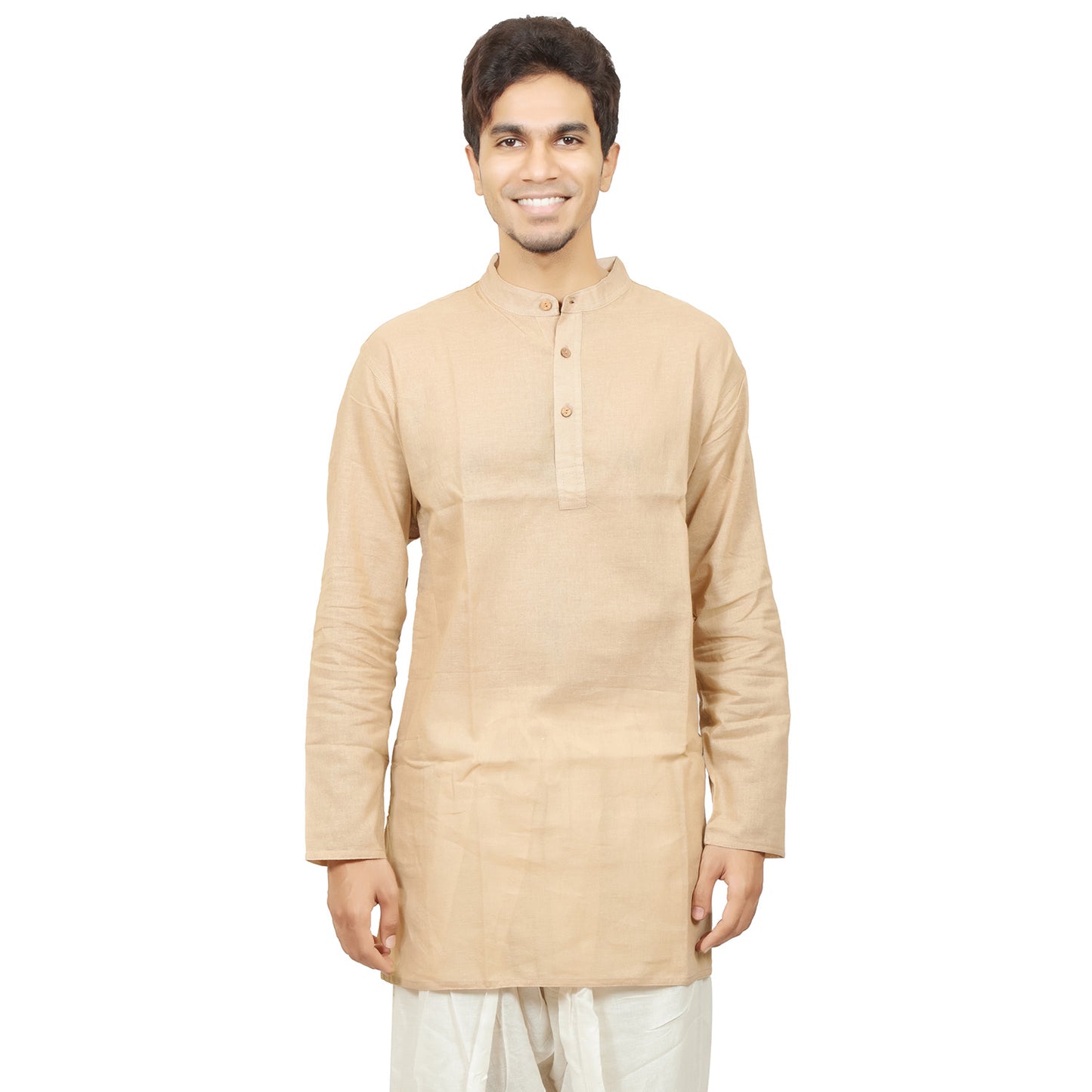 Kurta in Hemp - Long Sleeve - Beige