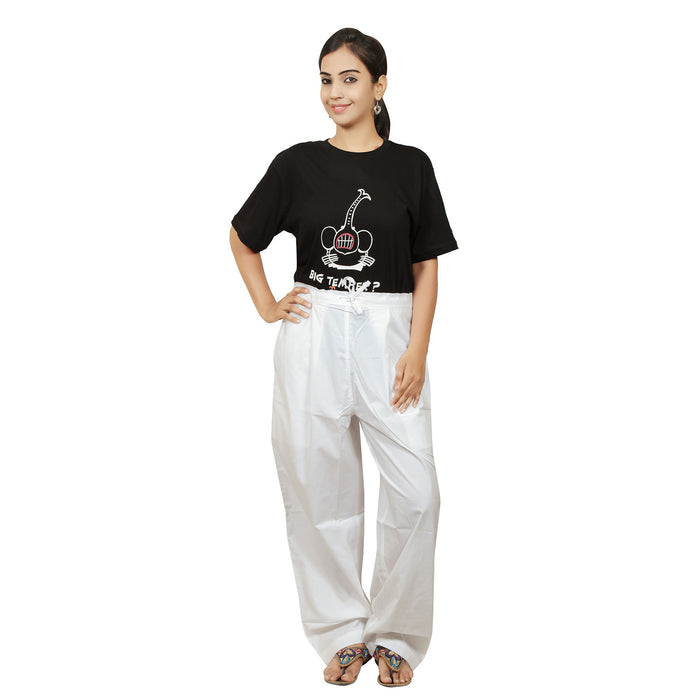 Ladies Draw String Pant in Fine Cotton - White