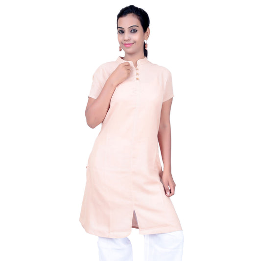 Ladies Embroidered Aum Kurta - Beige