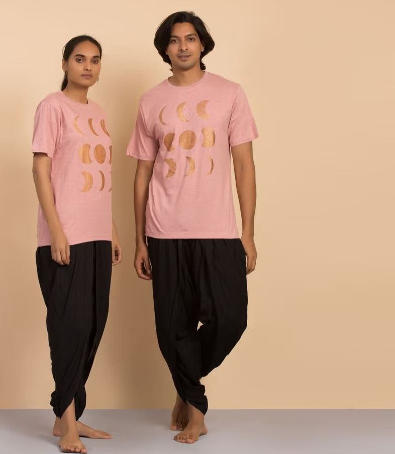 Unisex Copper Printed Moon Cotton T-shirt - Peach