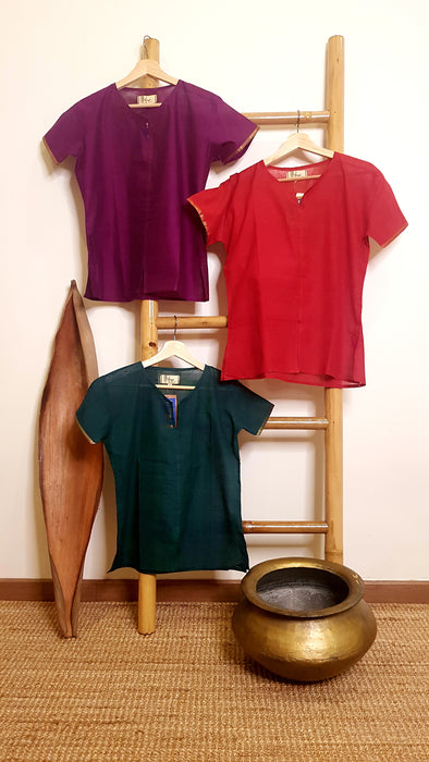 Women Colourful Mangalagiri Cotton Top