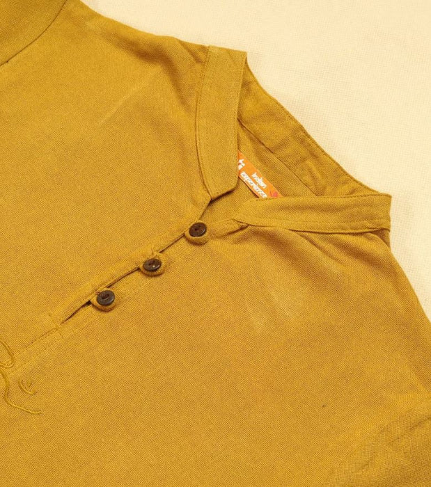 Ladies 100% Organic Cotton Kurta with Embroidered "Aum" - Mustard