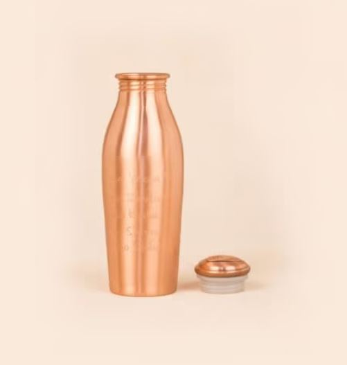 Copper Water Bottle Engraved with Yogeshwaraya Chant, 450 ml