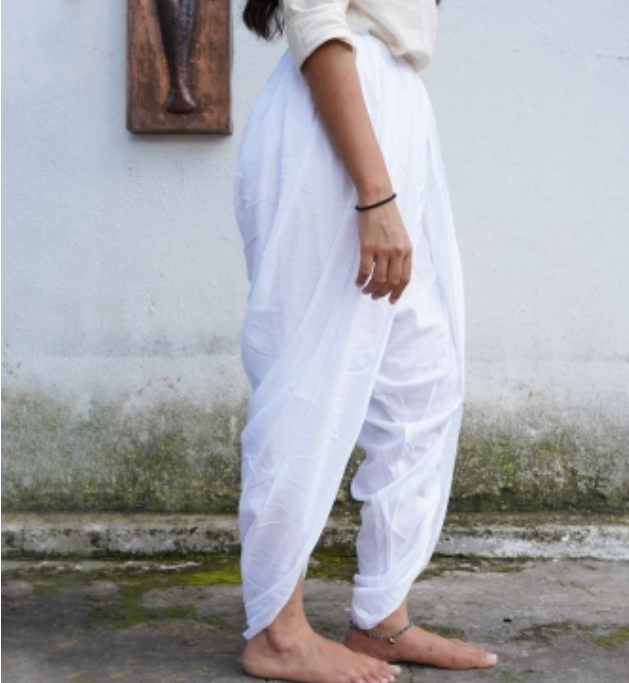 Ladies Organic Cotton Dhoti Pant - White