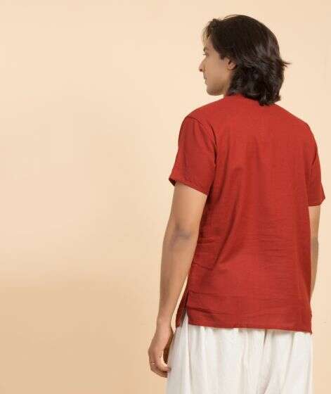 Organic Mens Aum Kurtha Maroon