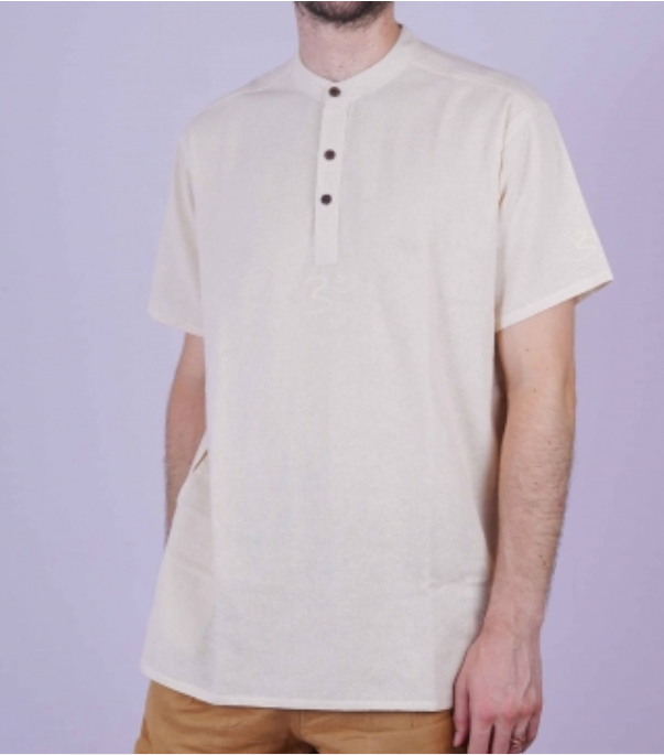 Men Undyed Organic Cotton AUM Kurta - Off-White