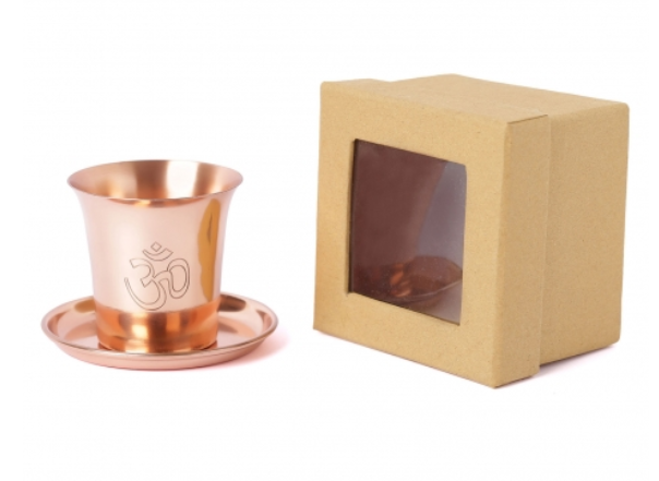 Aum Copper Glass & Coaster Set