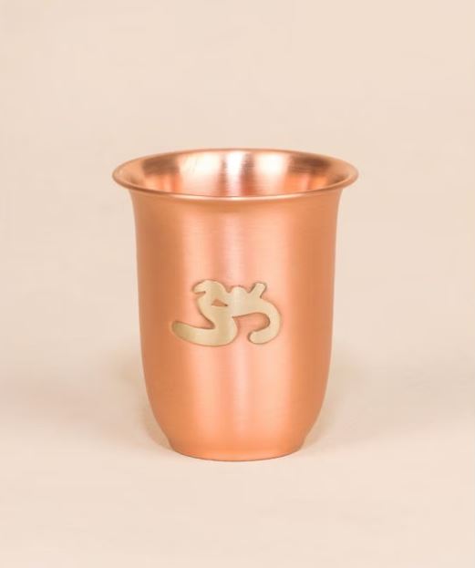 Matte Finish Copper Glass with Brass Aum, 200 ml