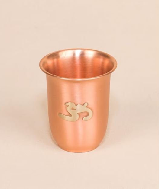 Matte Finish Copper Glass with Brass Aum, 200 ml