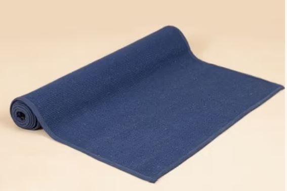 Cotton Rug Yoga Mat Back Rubberized - Blue