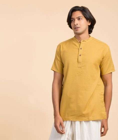 Organic Mens Aum Kurtha Mustard