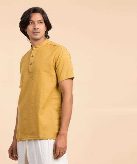 Organic Mens Aum Kurtha Mustard