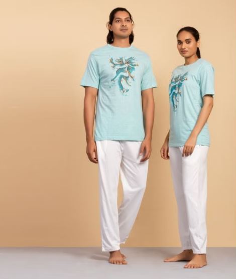 Unisex Cotton Tandava Printed T-shirt - Turquoise