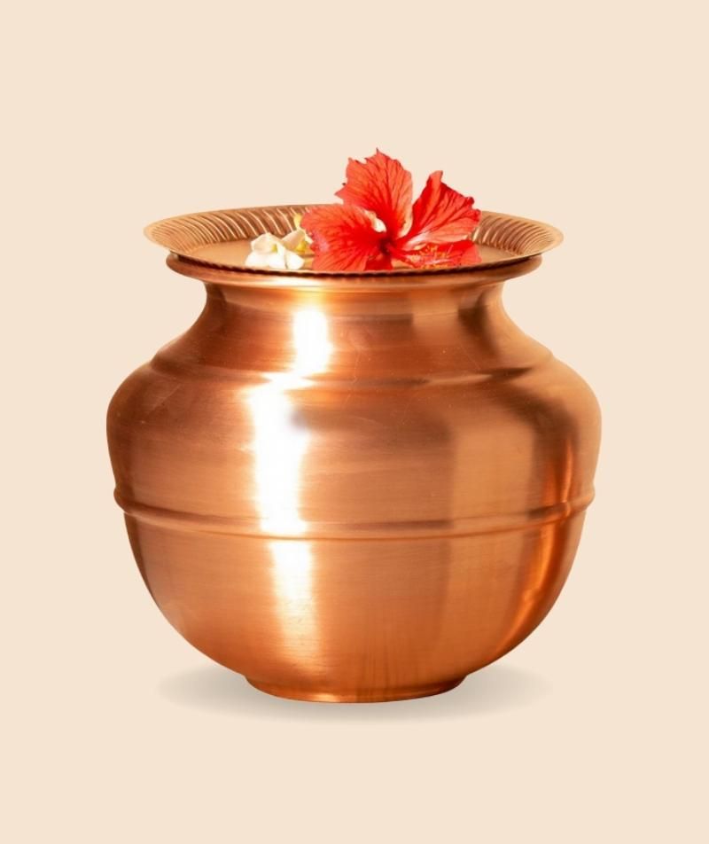 Copper Water Storage Pot Set - 5 Liters (Jeevarasam Pot)